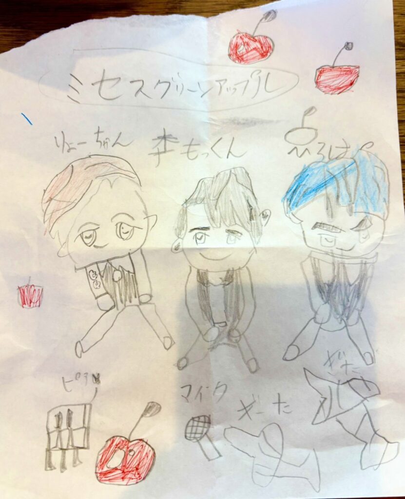 息子さんが描いたアーティスト（@yhk0410さんより提供）