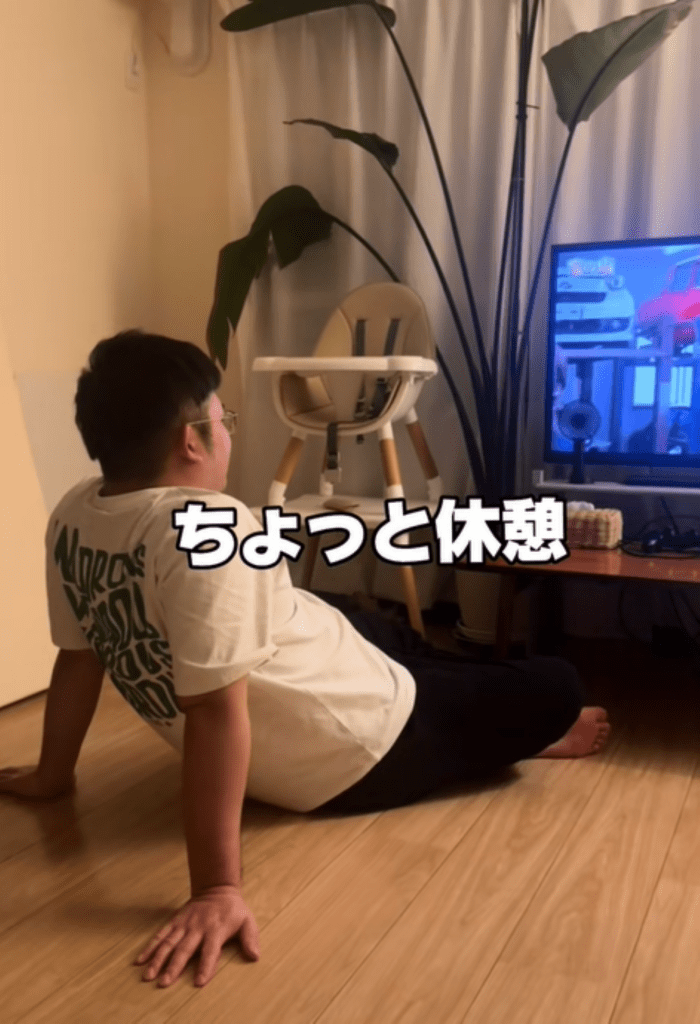 休憩中のパパさん（＠user8543162754228さんより提供）