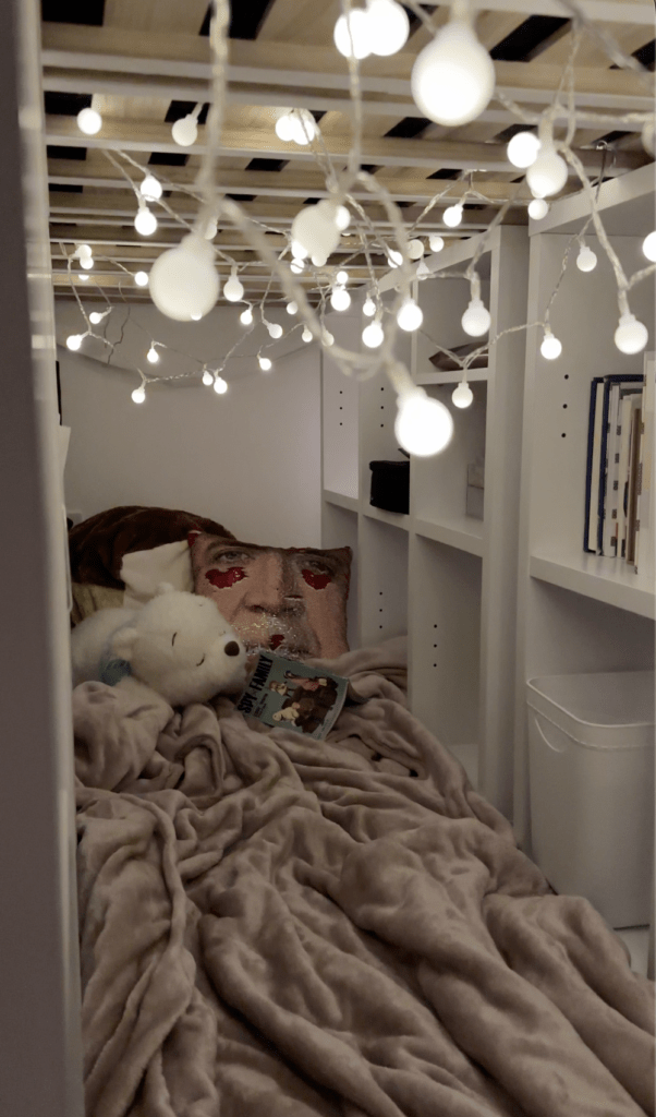 ライトや毛布で空間作り（@minchi_poohさんより提供）