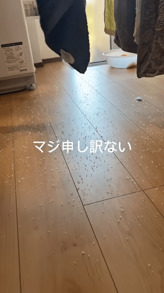 床が悲惨な状態に（＠takeuma_familyさんより提供）