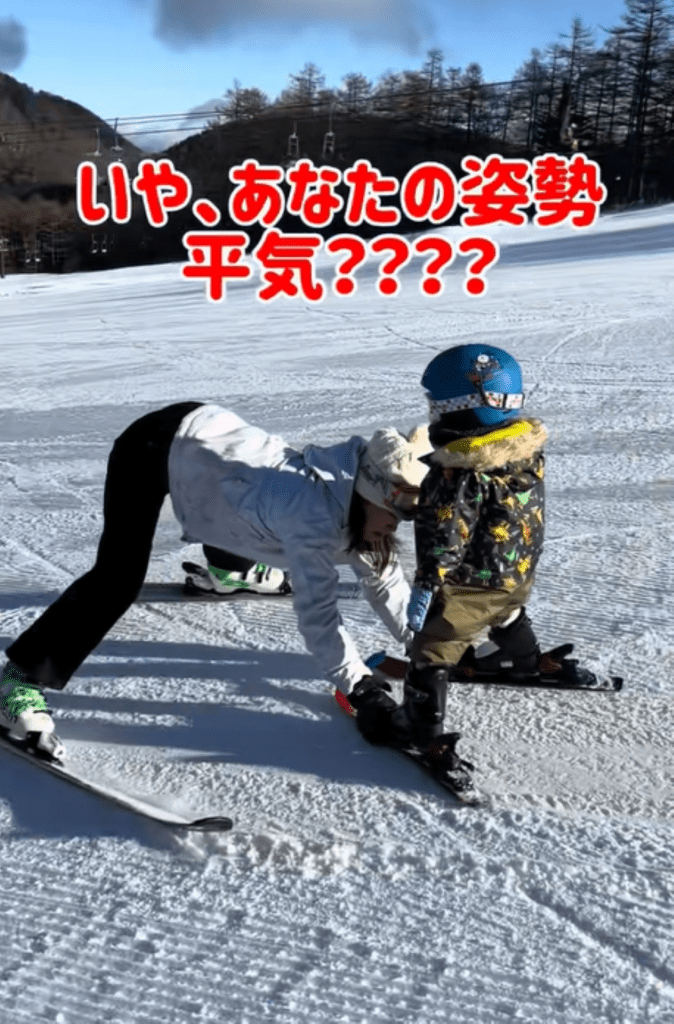 難しい体勢でサポート（＠nureokakipippiさんより提供）