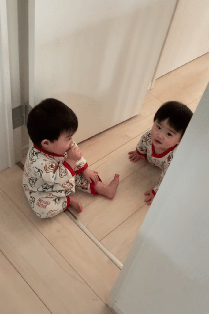 掃除機の後ろを追う双子くん（＠miiiiii__369さんより提供）