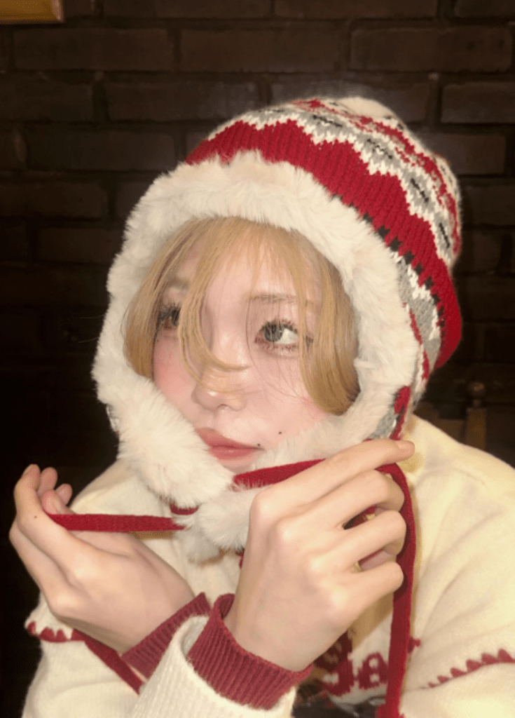 ニット帽で冬らしく（＠omuraisu0613さんより提供）