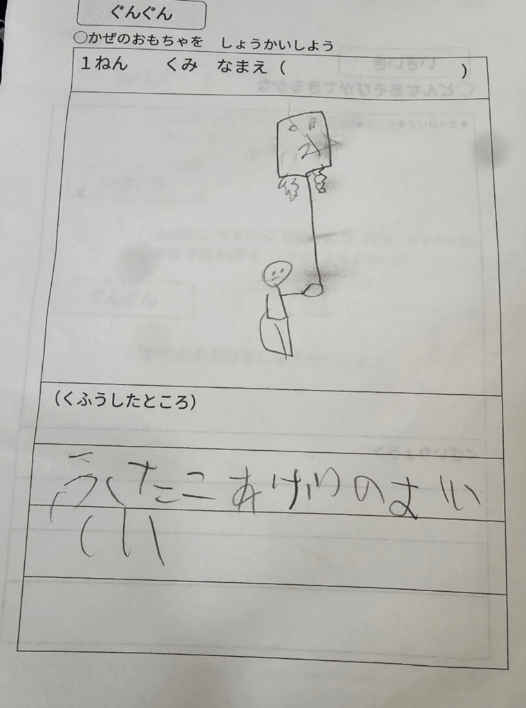 よく見ると凧揚げのような絵があります（@mahooon95さんより提供）