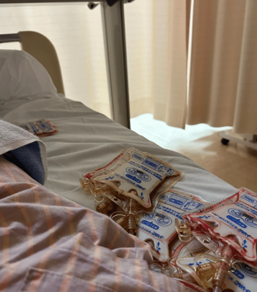 入院中③（@surepbealさんより提供）