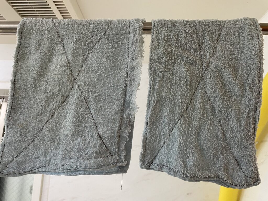 息子さんが縫った雑巾（@notsuki0111さんより提供）