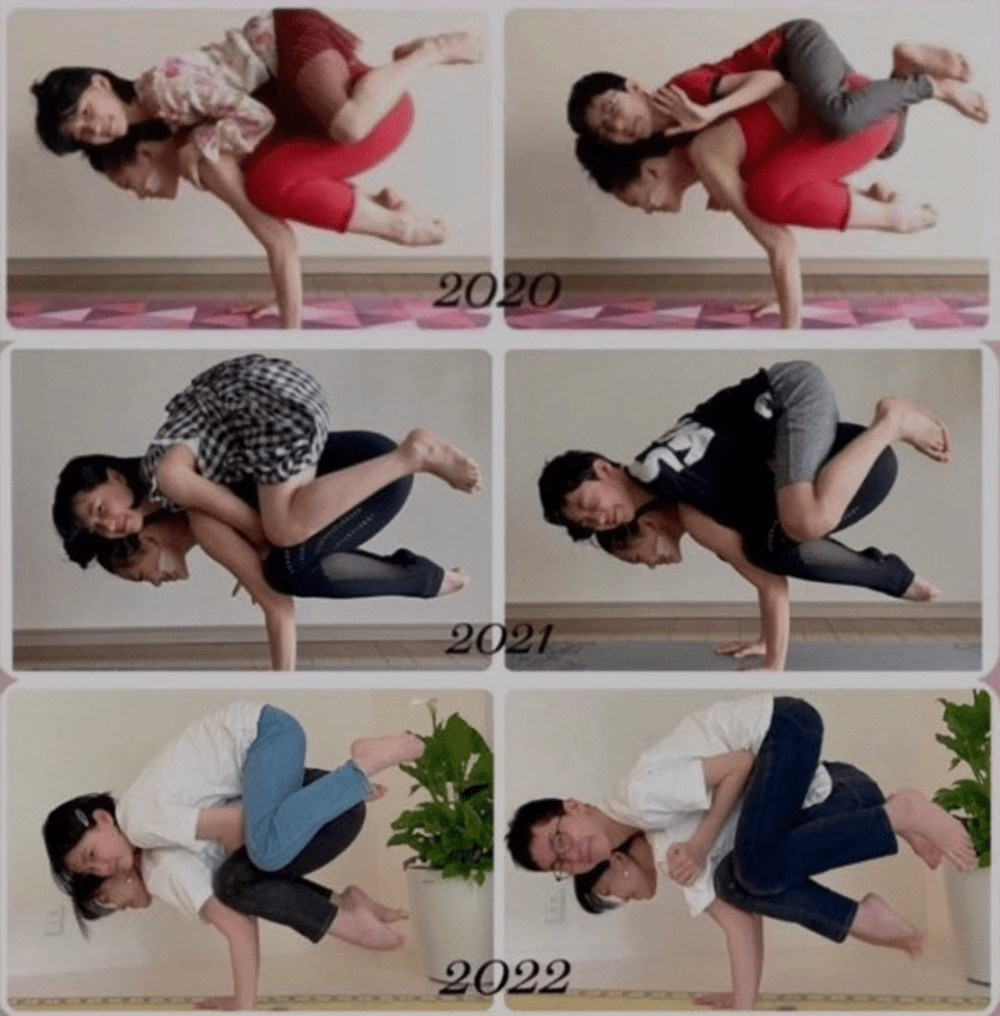 母の日恒例のヨガポーズ②（＠saho_yogaさんより提供）