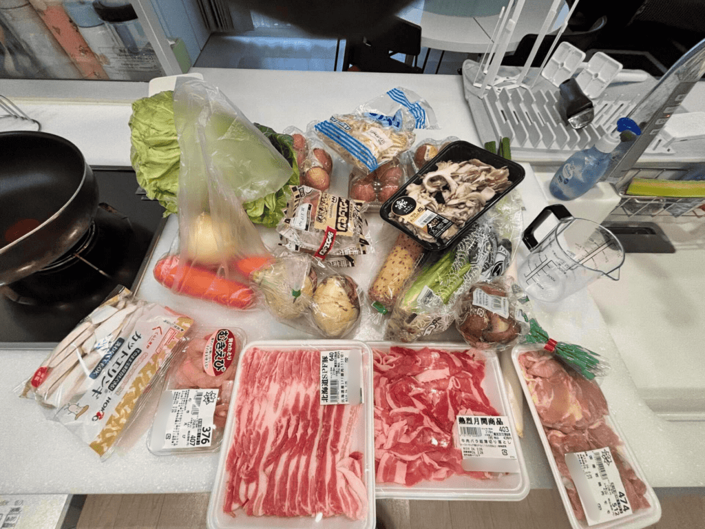 14品の料理に使った食材（＠gutsmiyukiさんより提供）