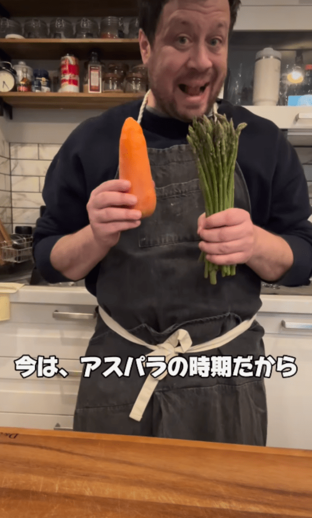 アスパラとにんじんの肉巻き①（＠aruchansenseinichijoさんより提供）