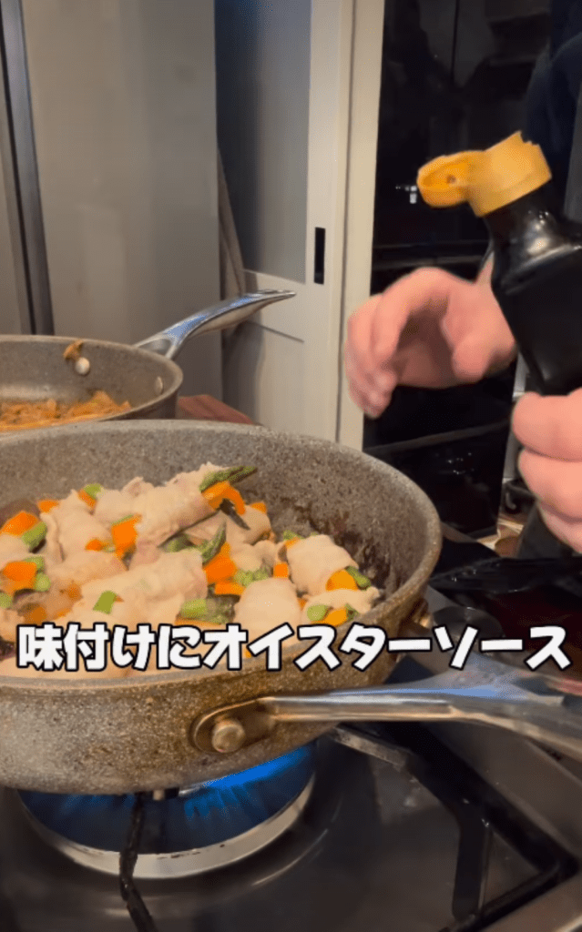 オイスターソースで味付け①（＠aruchansenseinichijoさんより提供）