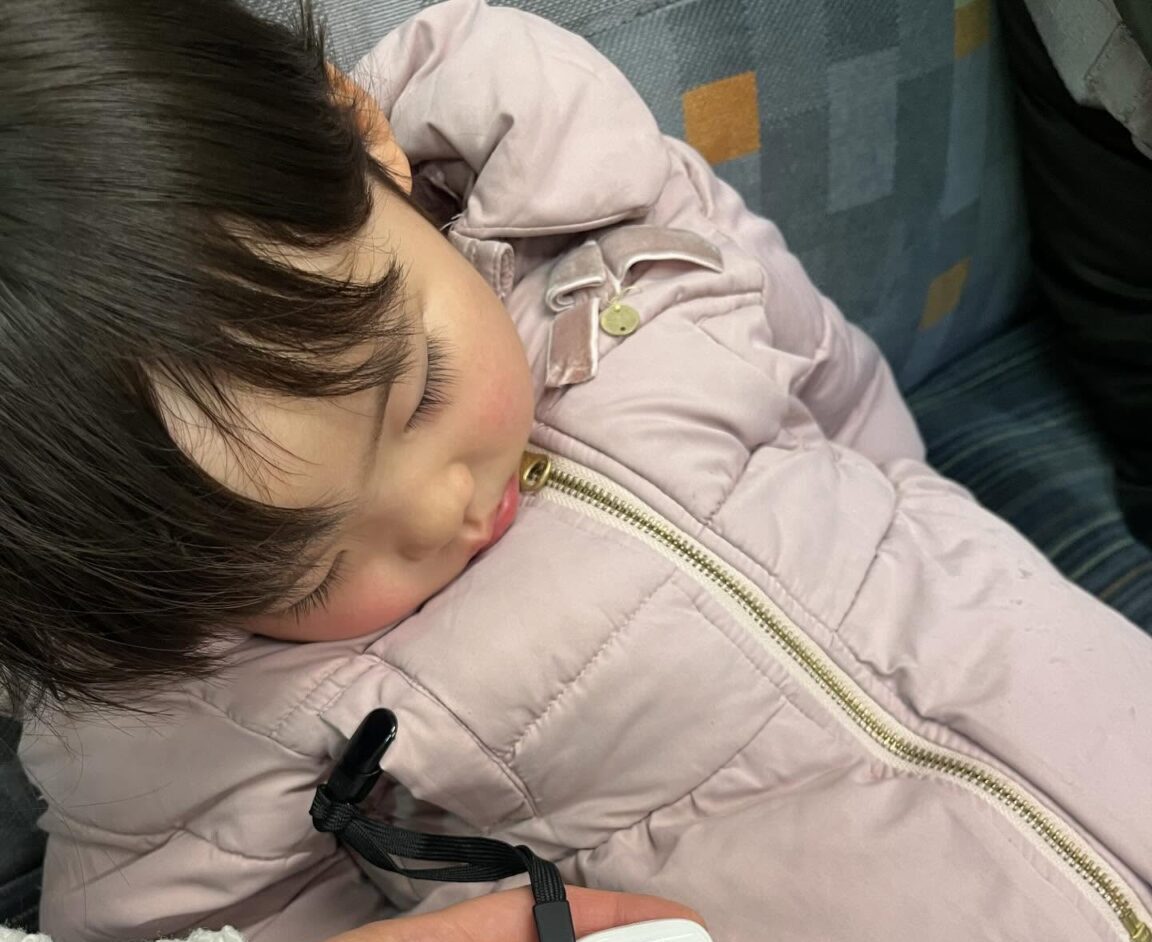 ぐっすり眠る2歳10ヶ月娘。しかし、持たせた万歩計を確認すると…予想外の数字に「ゆっくり休んで!」「そりゃ抱っこしてほしくなるね」