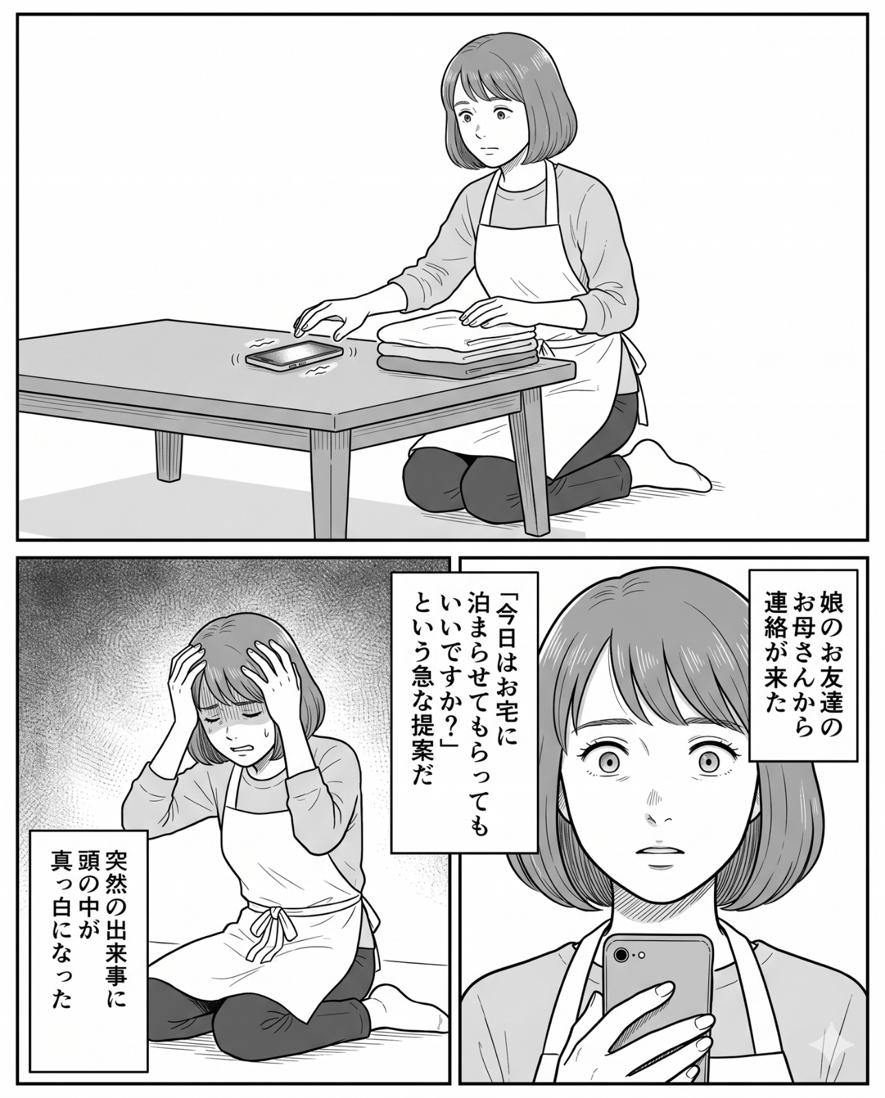 ママ友「今日お泊まりさせてもらってもいい?」突然の提案に大焦りした結果…「意外となんとかなる」