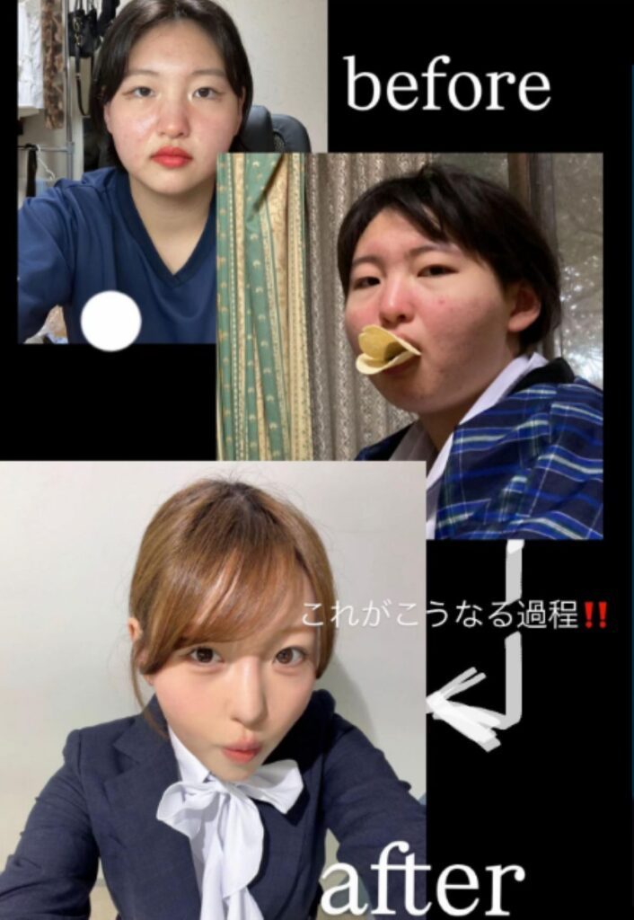 垢抜けまでの様子⑧（＠abe.000さんより提供）