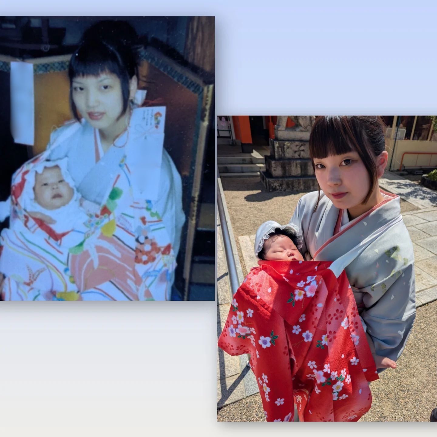 21歳のときに撮影したお宮参りの写真。22年後の現在の娘の姿に…「同一人物かと思いました」「完全にコピーw」