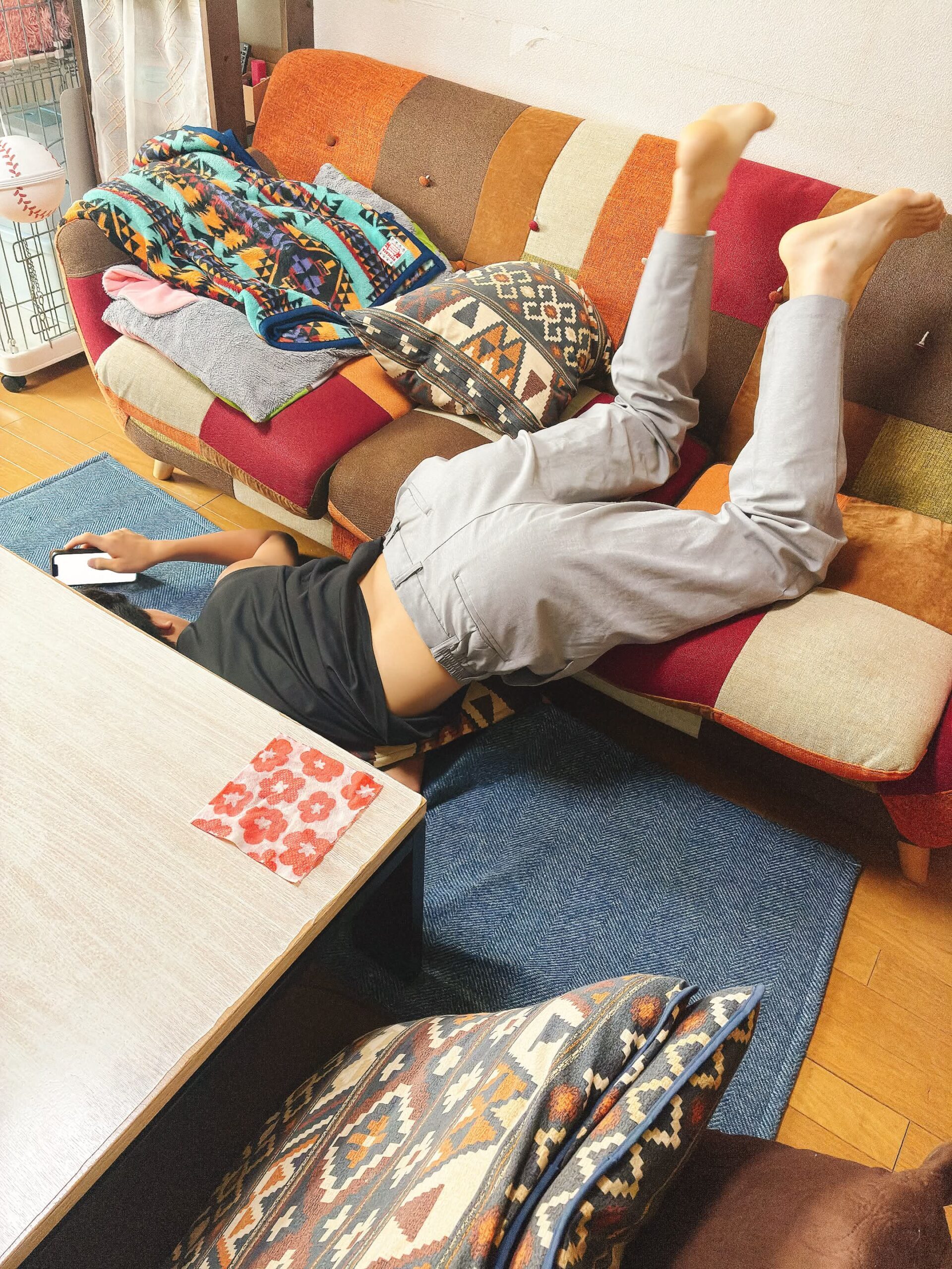 リビングで家事をしていた母。ふと、高2息子を見てみると→まさかの光景に…「前世ネコ」「曲芸の域！」「どうなってるの！？」