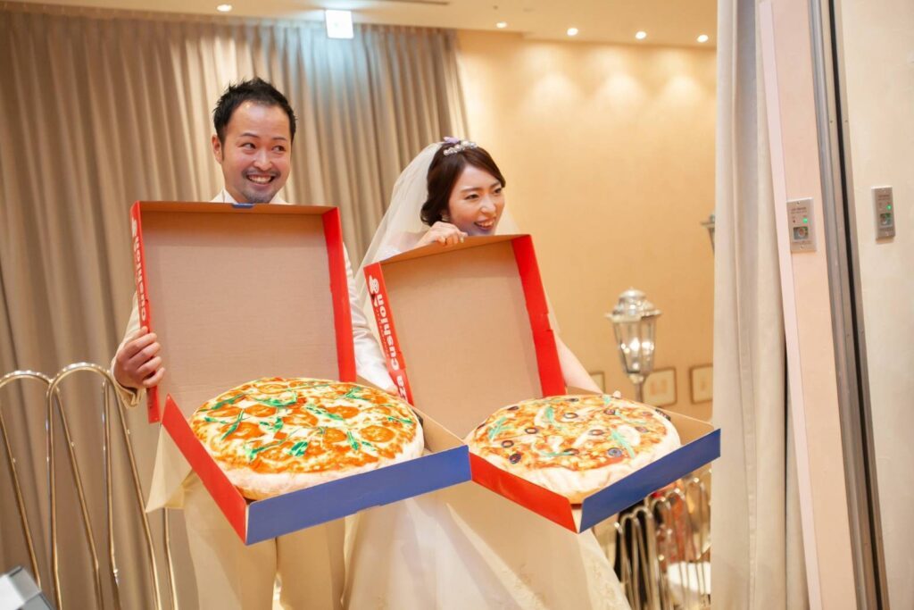 結婚式でのおふたり（＠pizza_fortunaさんより提供）