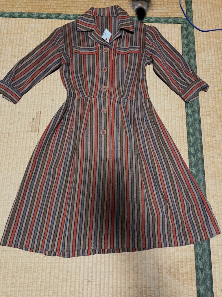 100円で購入したレトロなワンピース（＠sala.n_1023さんより提供）