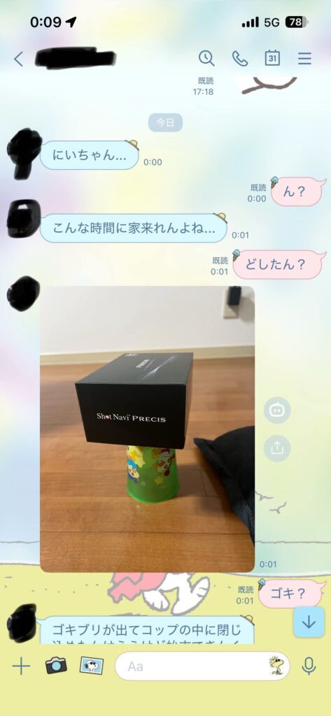 妹さんとのLINE①（＠616.tiffanyさんより提供）