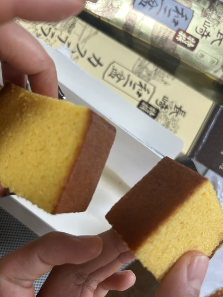 親子で味わったカステラ（＠2m_shinさんより提供）